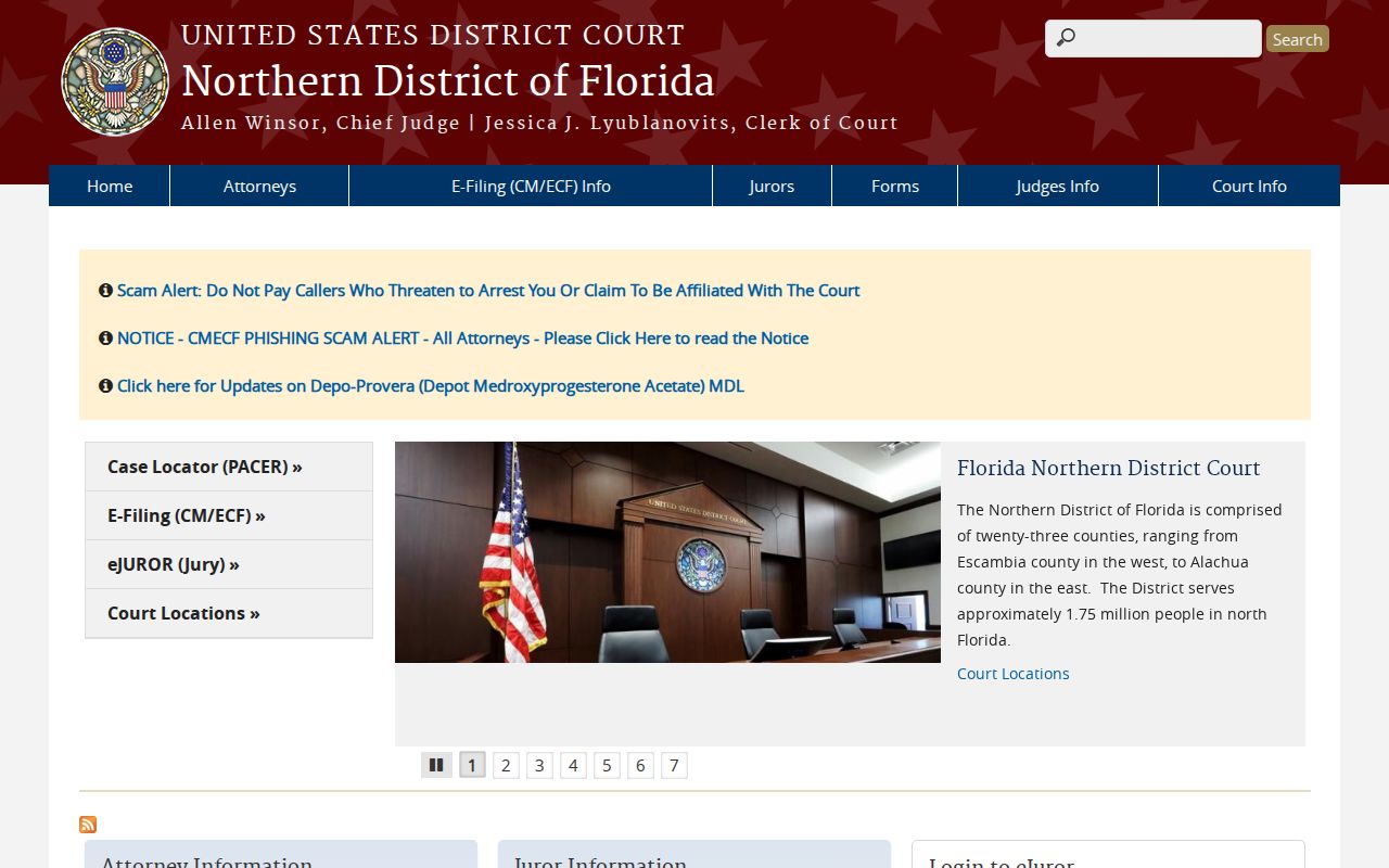 United States District Court Northern District of Florida official website